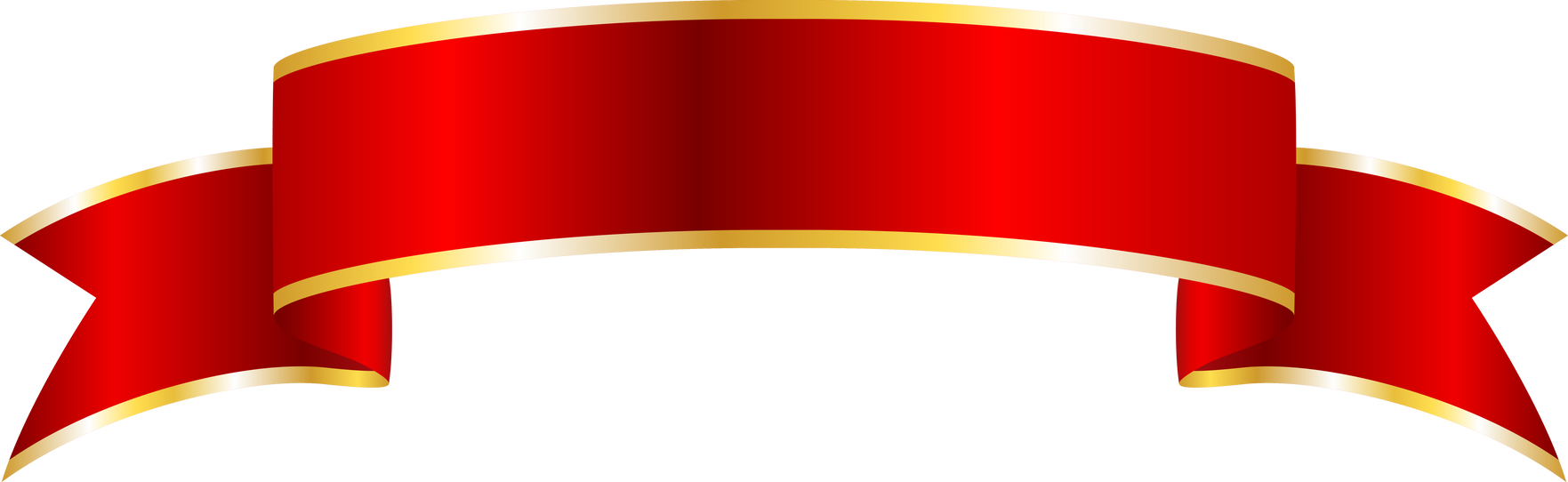 Red ribbon with gold stripes.